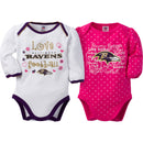 Ravens Infant Girls Long Sleeve 2 Pack Bodysuits