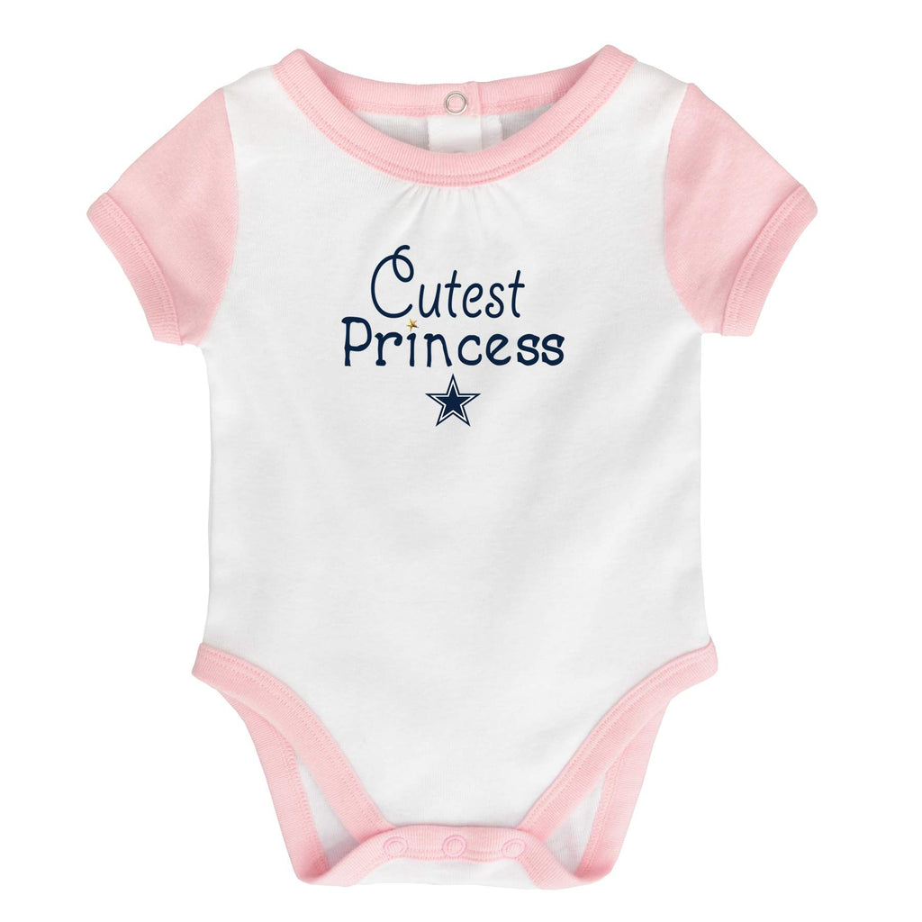 2-Pack Baby Girls Dallas Cowboys Short Sleeve Ruffled Bodysuits