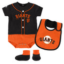 Giants Baby Ball Player Creeper Bib and Bootie Set