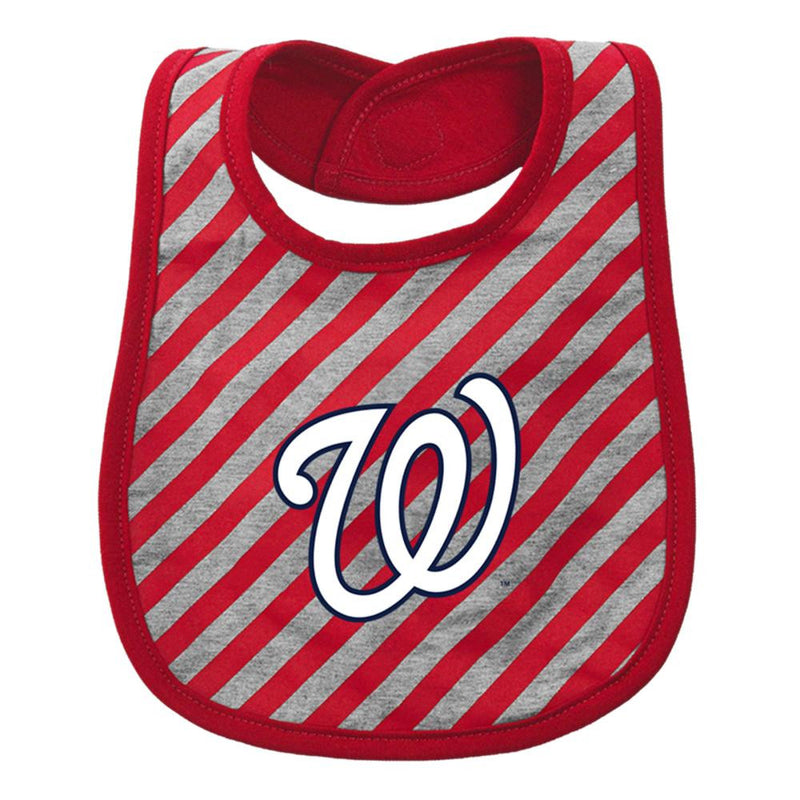 Nationals Girl Striped Bib, Bootie and Creeper Set