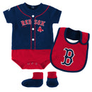 Red Sox Baby Ball Player Creeper Bib and Bootie Set