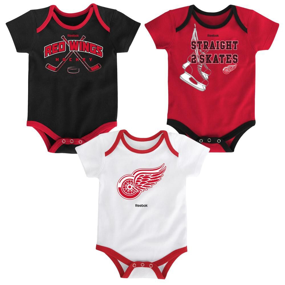 NHL Detroit Red Wings Infant Boys' 3pk Bodysuit - 0-3M