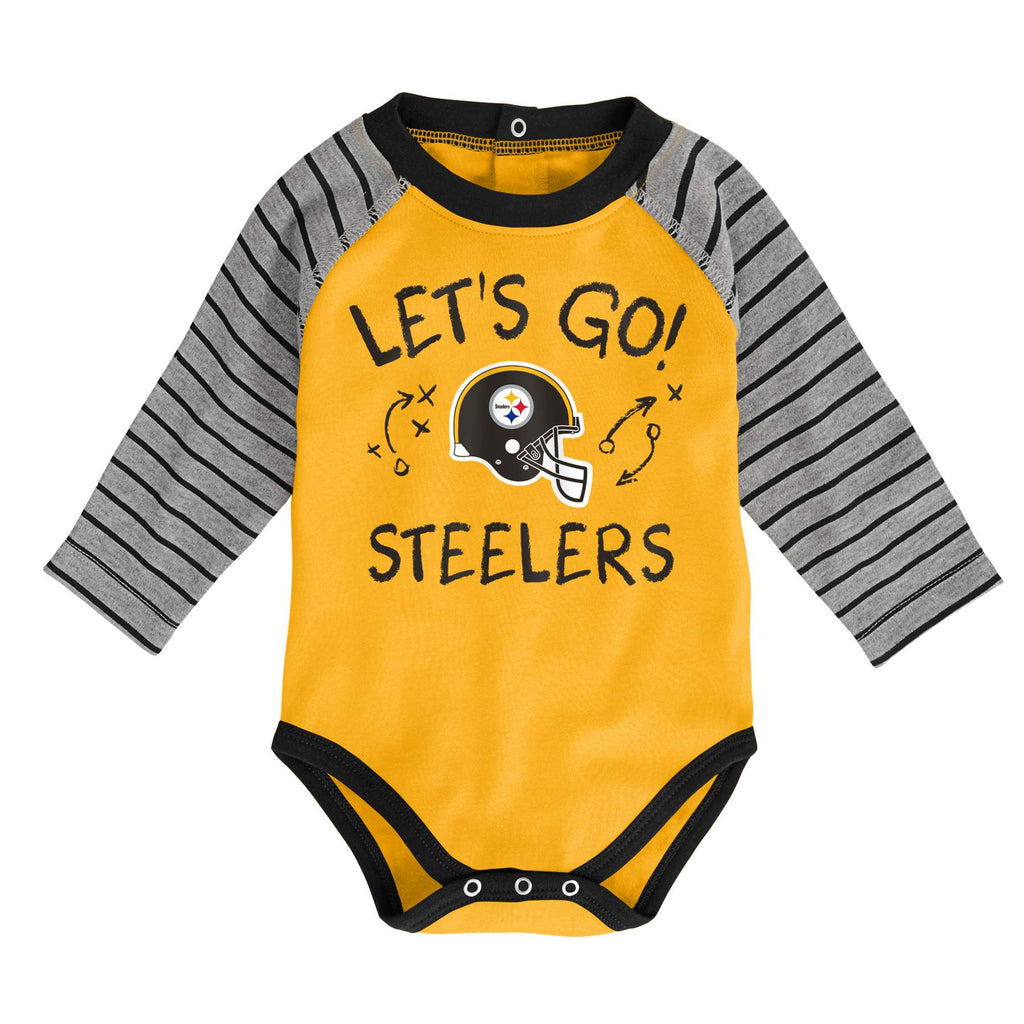 NFL Pittsburgh Steelers Baby Girls Short Sleeve Bodysuit Set, 3