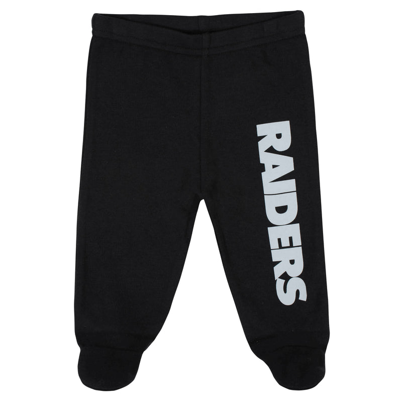 Raiders Baby Boys 3-Piece Bodysuit, Pant, and Cap Set
