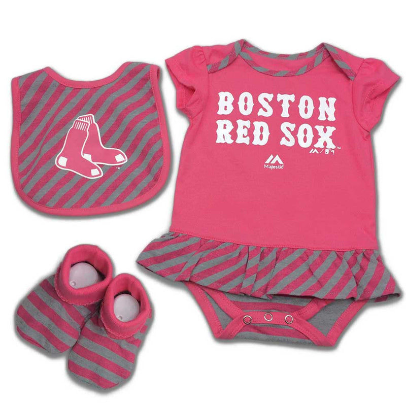 Red Sox Girl Pink Striped Bib