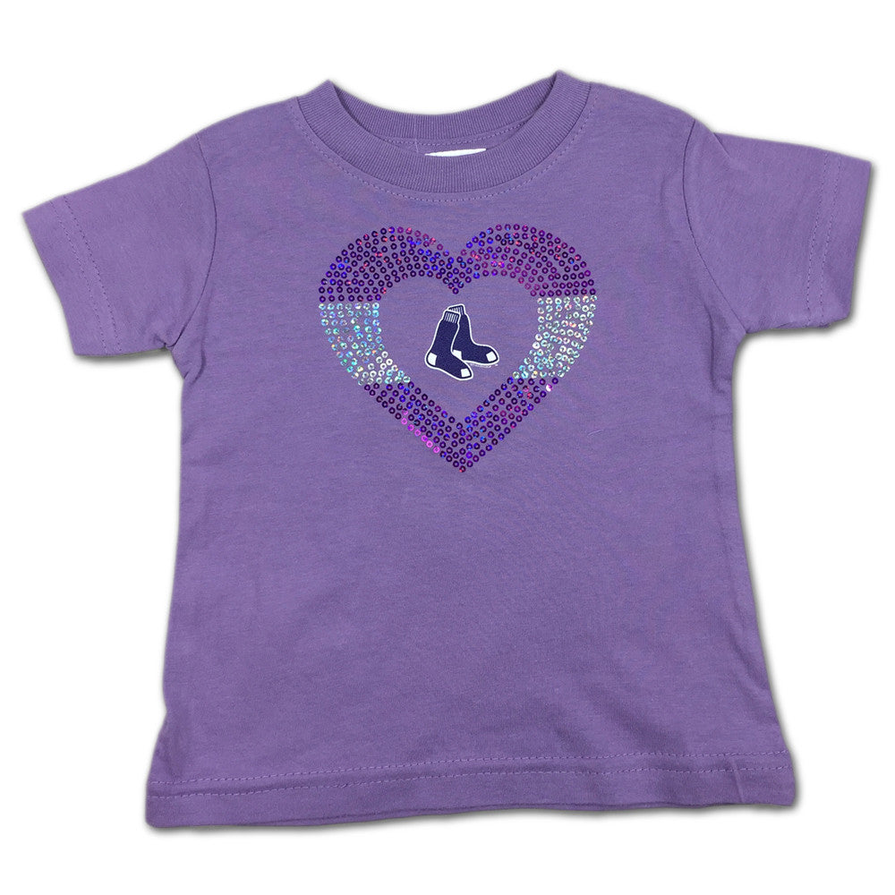 Sparkly Heart Lavender Red Sox Tee – babyfans