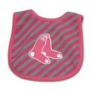 Red Sox Girl Pink Striped Bib, Bootie and Creeper Set