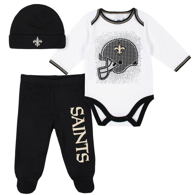 Saints Baby Boys 3-Piece Bodysuit, Pant, and Cap Set