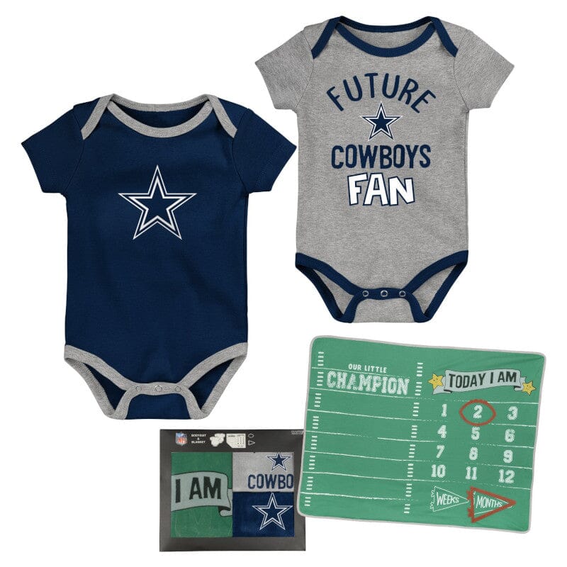 3-Piece Dallas Cowboys Short Sleeve Bodysuit and Blanket Set