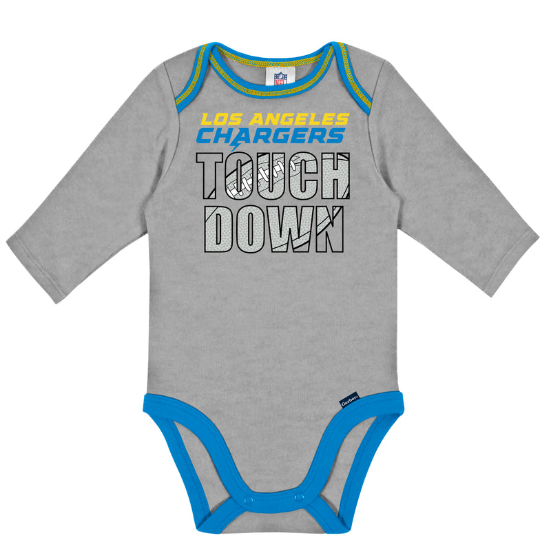LA Chargers Baby Boy Long Sleeve Bodysuits