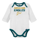 Awesome Eagles Baby Girl Bodysuit, Footed Pant & Cap Set