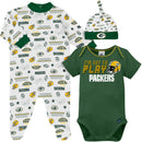 Packers Baby Boys 3-Piece Bodysuit, Sleep 'N Play, and Cap Set