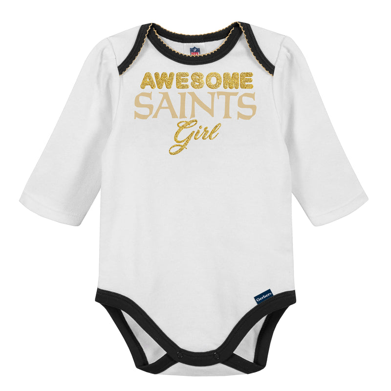 Awesome Saints Baby Girl Bodysuit, Footed Pant & Cap Set