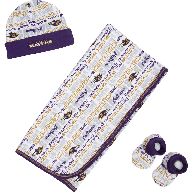 Ravens Infant Blanket, Cap and Booties