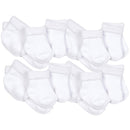 12-Pack White Organic Terry Wiggle-Proof Socks With Stay-On Technology