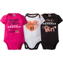 Cincinnati Bengals Baby Girls 3PC Short Sleeve Bodysuit