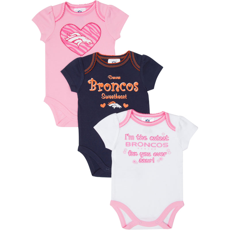 Baby Broncos Girl 3-Pack Onesies