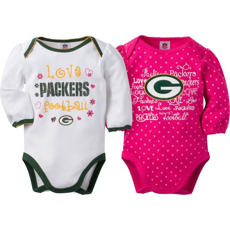 Packers Infant Girls Long Sleeve 2 Pack Bodysuits