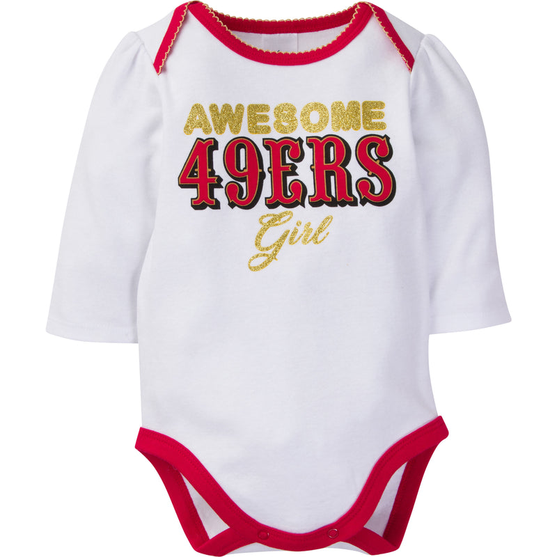 San Francisco 49ers Girl 3 Piece Bodysuit, Cap and Footed Pant Set