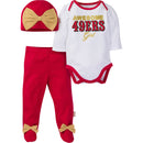 San Francisco 49ers Girl 3 Piece Bodysuit, Cap and Footed Pant Set
