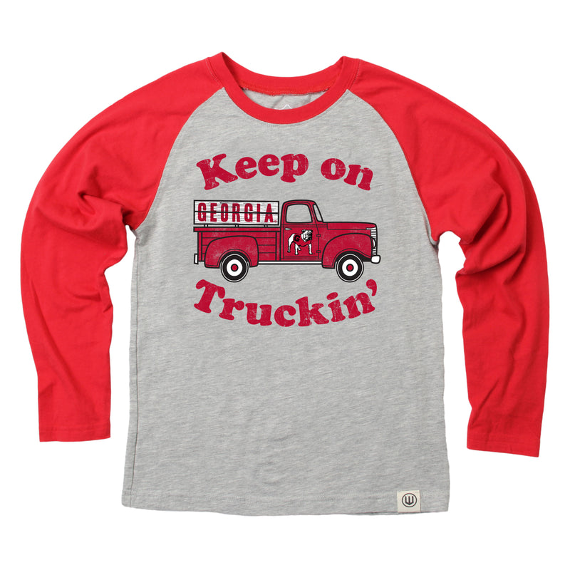 Keep on Truckin' Georgia Bulldogs Toddler Long Sleeve Raglan Tee