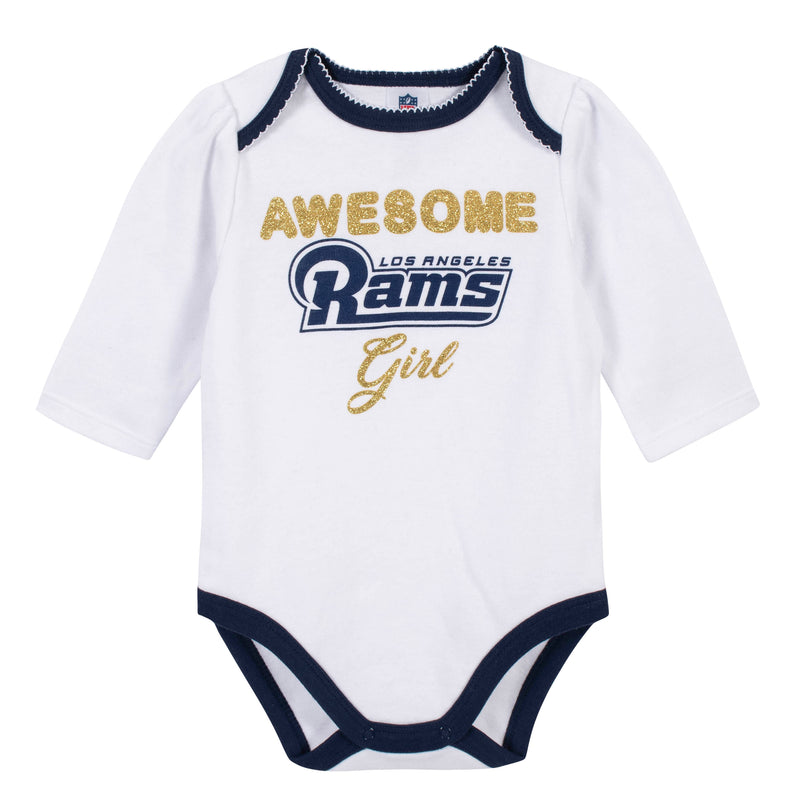 Awesome Rams Baby Girl Bodysuit, Footed Pant & Cap Set