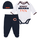 Newest Bears Fan Baby Boy Bodysuit, Footed Pant & Cap Set