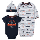 Bears Baby Boy Bodysuit, Gown & Cap Set