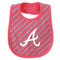 Braves Girl Pink Striped Bib, Bootie and Creeper Set
