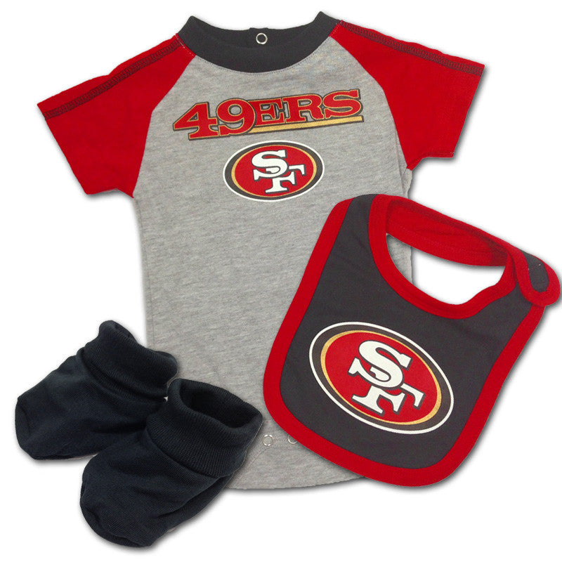 Baby 49ers Creeper, Bib & Bootie Outfit