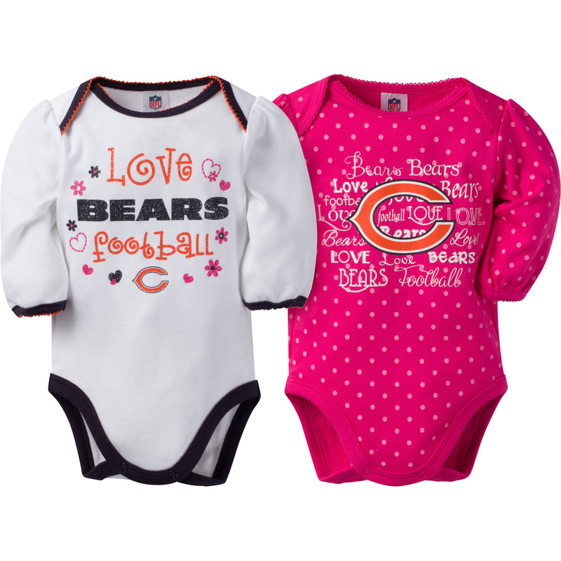 Bears Infant Girls Long Sleeve 2 Pack Bodysuits