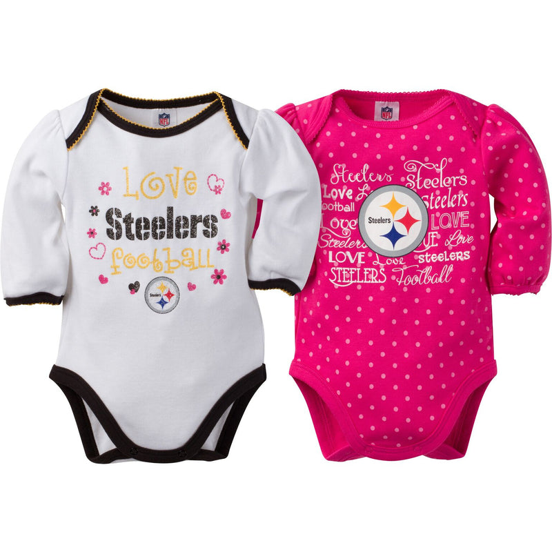 Steelers Infant Girls Long Sleeve 2 Pack Bodysuits