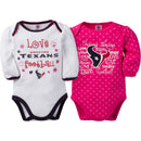 Texans Infant Girls Long Sleeve 2 Pack Bodysuits