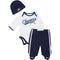 Chargers Baby Onesie, Footed Pant & Cap