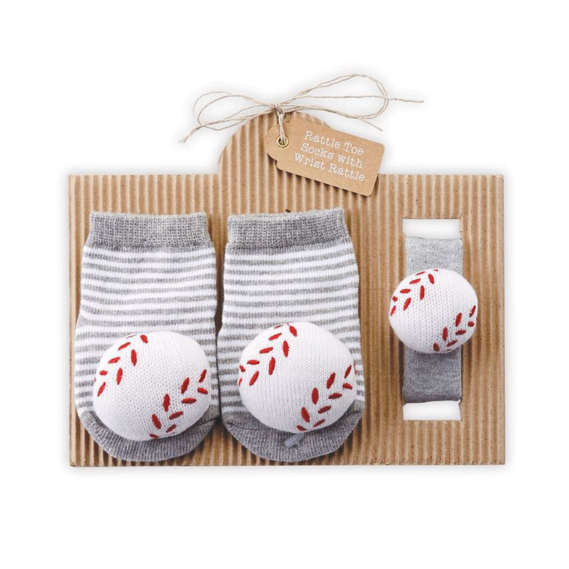 Baseball Wrist Rattle and Sock Set