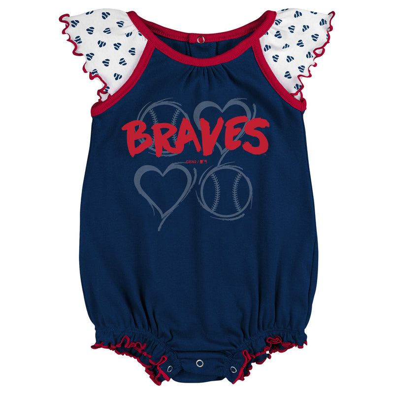 Braves Baby Girl Hearts Duo Bodysuit Set