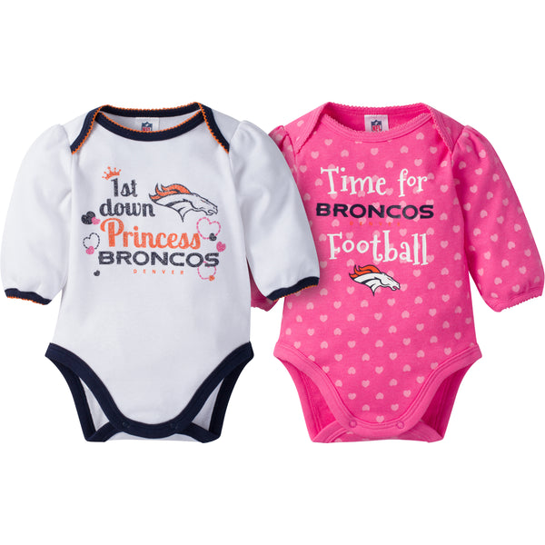 NFL 2-Pack Baby Boys Broncos Long Sleeve Bodysuits - 0-3mo