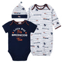 Broncos Baby Boy Bodysuit, Gown & Cap Set