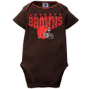Browns Baby 3 Pack Short Sleeve Onesies