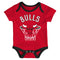 Bulls 3 PC Bodysuit, Shirt and Shorts Set