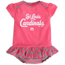 Cardinals Girl Pink Striped Bib, Bootie and Creeper Set