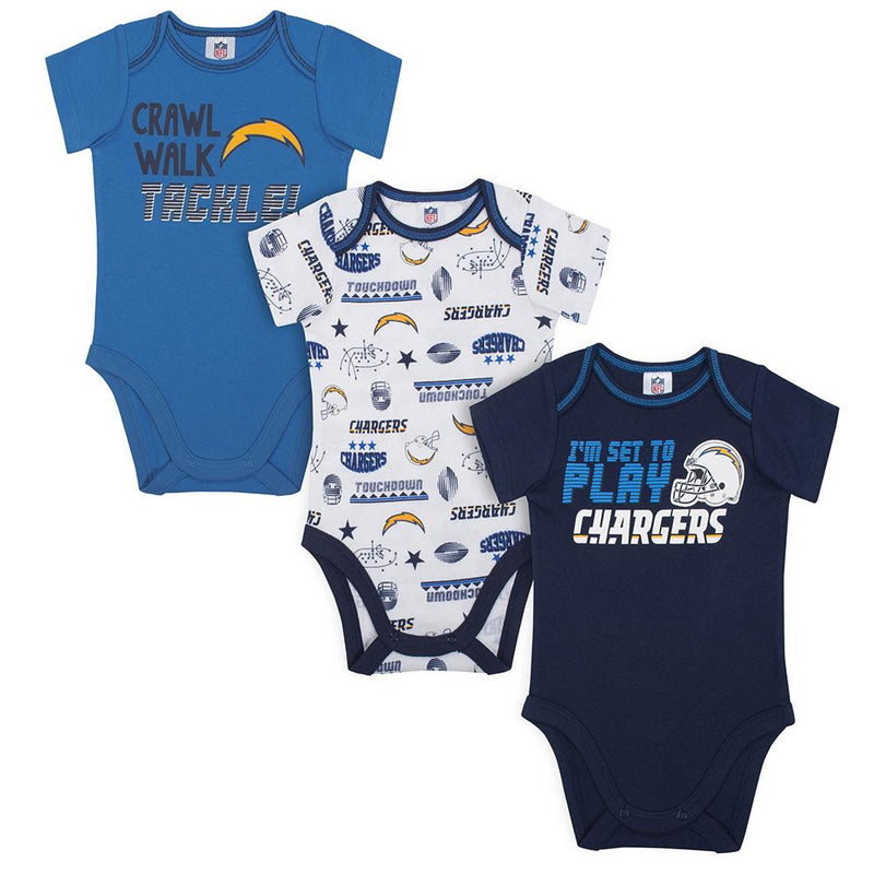 Chargers Baby Boys 3 Pack Short Sleeve Bodysuit