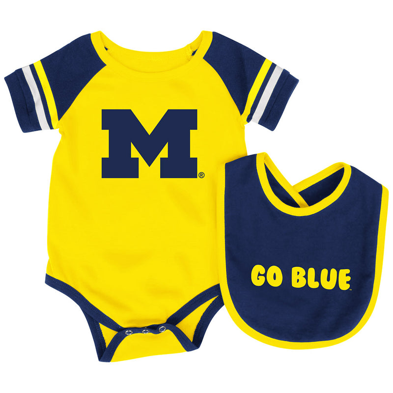 Michigan Baby Roll Out Onesie and Bib Set