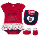 Baby Girl I Heart The Cardinals Skirted Bodysuit Set