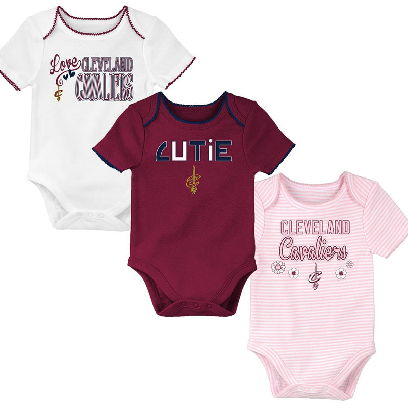 Cavaliers Baby Girl 3 Pack Short Sleeve Bodysuits