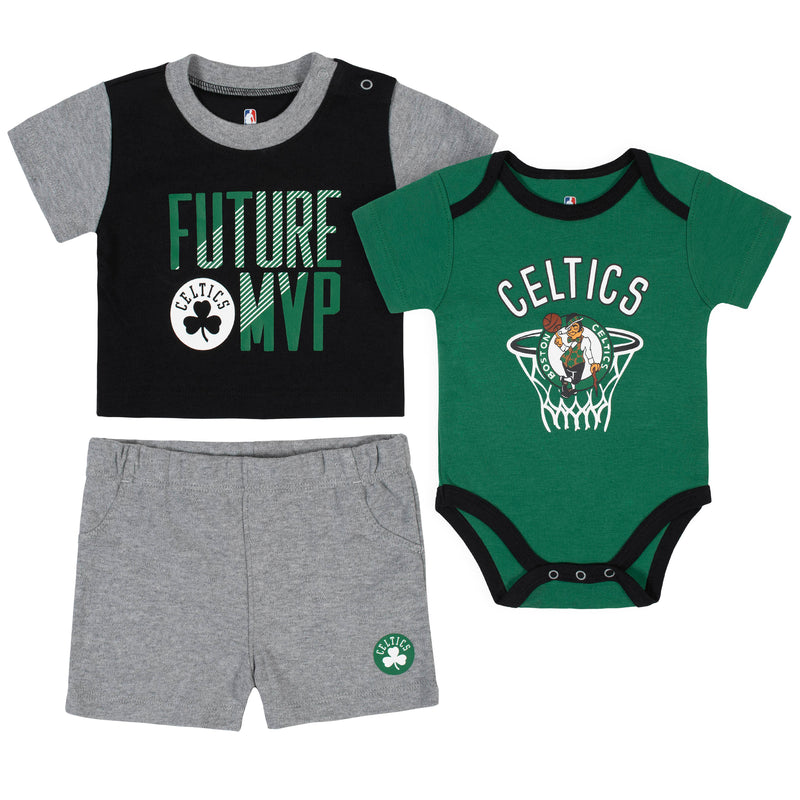 Celtics 3 PC Bodysuit, Shirt and Shorts Set