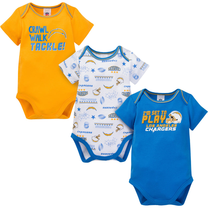 Chargers All Set to Play 3 Pack Bodysuit Set
