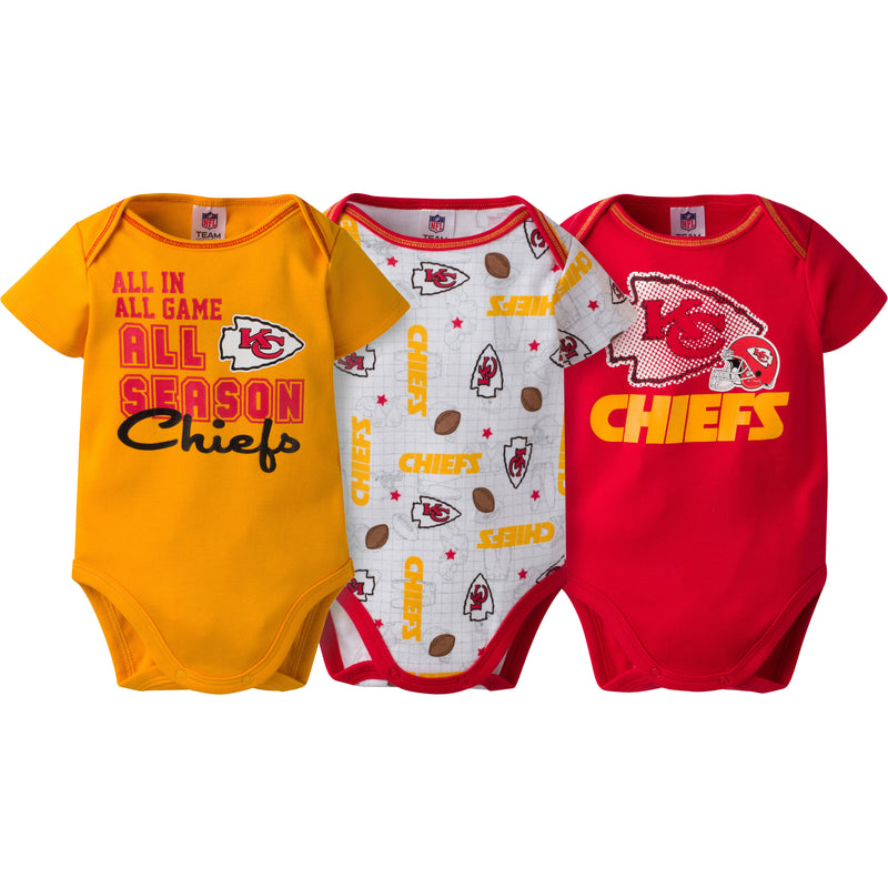 Chiefs Infant 3-Pack Logo Onesies