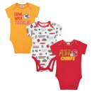 Chiefs All Set To Play 3 Pack Short Sleeved Onesies Bodysuits