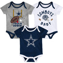 Cowboys Baby 3 Piece Bodysuit Set